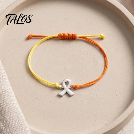 Braided Rope Wristband 2 Pcs Breast Cancer Awareness Bracelets, Adjustable String Comfortable Daily Wear Jewelry Bracelets with Ribbon Charm,