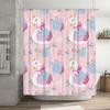 Pink Bath Shower Curtain with Swan Print Home Decoration for Bathroom Waterproof Fabric Printed Curtains Pink