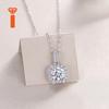 Fashionable 925 Silver Square Frame Moissanite Necklace Round Center Stone with Pave Halo High End Gift for Girlfriend Necklace