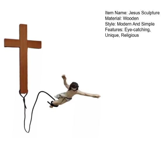 Bungee Jumping Jesus Figurine Religious Crucifix Christ Savior Ornament Wall Hanging Jesus Sculpture for Home Office Church Decor