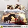 3pcs Love Themed Horse 3D Printed Bedding Set Cozy Comfortable Duvet Cover King Queen Twin Size Birthday Gift Bedroom Decoration