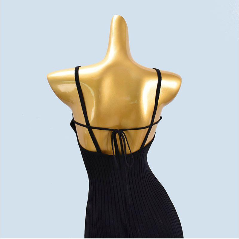 Knitting Camisole Dress Women's Summer V Neck Backless Slit Inner Wear Base Hip-Wrapped Sweater Skirt