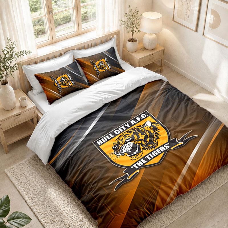 Bedding Set 1 Duvet Cover 2 Pillowcases Hull FC Print Bedroom Home Decoration
