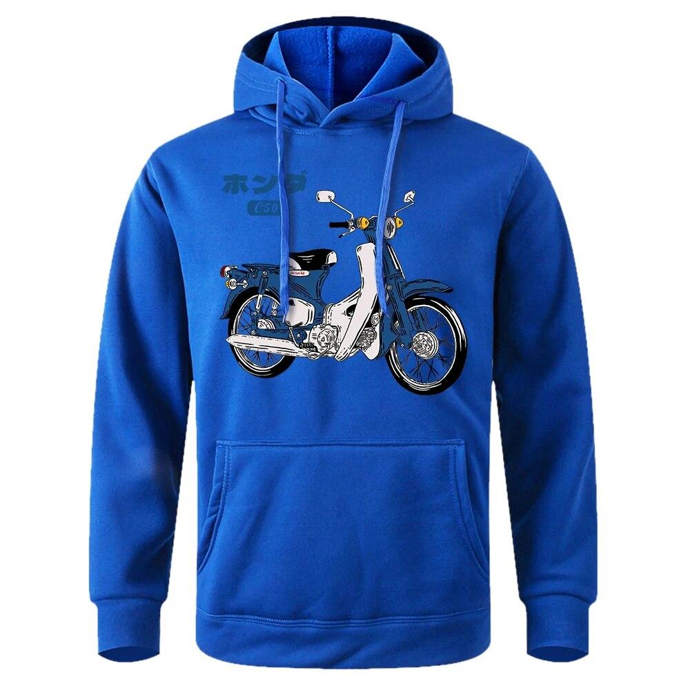 Classic Super Cub C50 Motorcyclesprint Unisex Hooded Soft Breathable Hoodies O-Neck Casual Hoodie Classic Harajuku Tracksuit Unisex