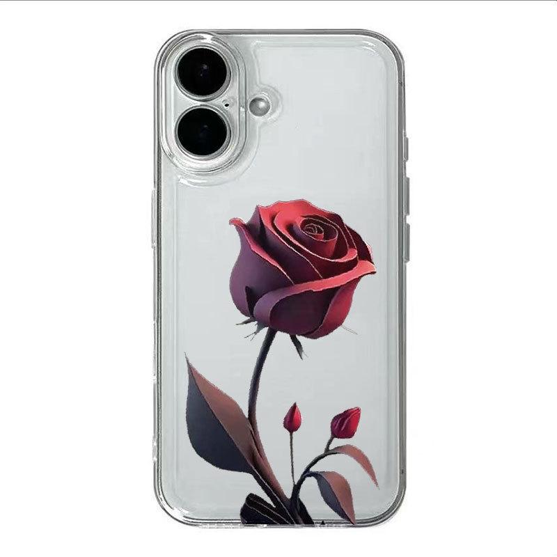 Dark Night Rose Full Coverage Phone Case for iPhone 13 To 17, 16 Pro Max and 15 Pro