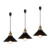 Set of 3 Retro Industrial-Style Pendant Lights with Black Cords, Iron Shades, and Industrial Lighting Fixtures. These Stylish, Scandinavian-inspired