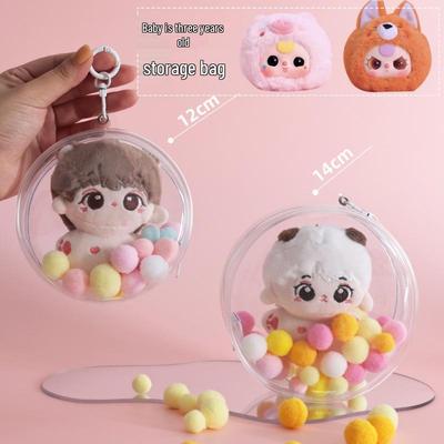 10cm Transparent Round Plush Doll Outing & Storage Bag