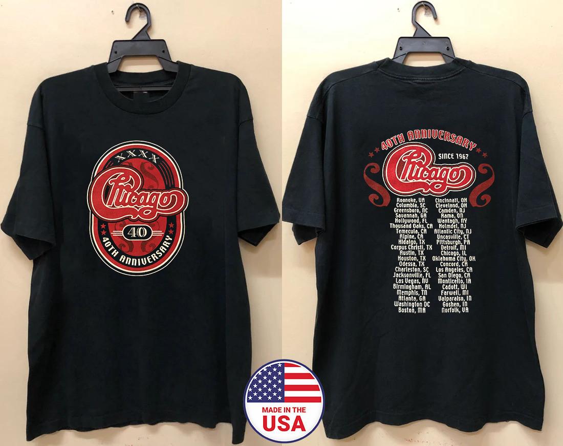 Chicago The Band 40th Anniversary Tour 2017 T-shirt Full Size S5XL AR268 M