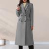 Dobbelspent trenchcoat for kvinner vinter hakket jakkeslag lang ullblanding ertejakke kontorarbeid overfrakk