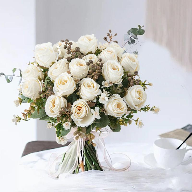 Silk Artificial Flower Rose Wedding Bridal Bouquet Home vase Festival Outdoor garden Arch diy Gift box festival party Decoration