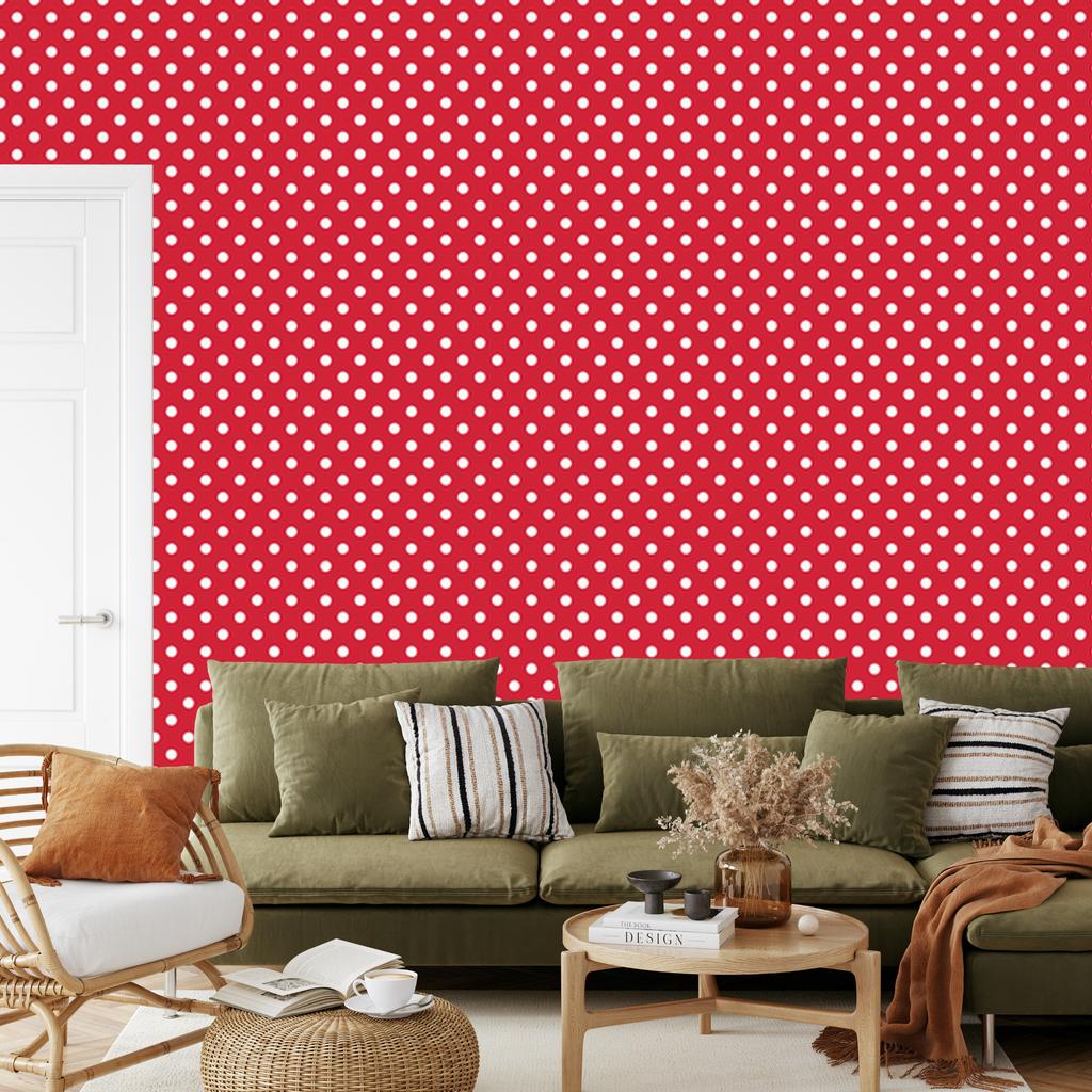 Red and Coral Dots Wallpaper for Living Room and Bedroom 50x1000