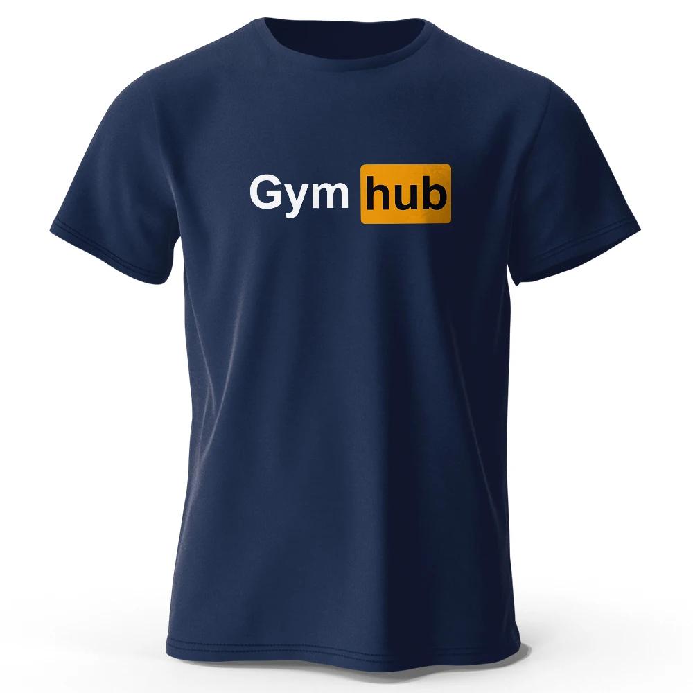 Gym Hub Bedrucktes T-Shirt 100% Baumwolle Oversized Lustige Grafik-T-Shirts für Sommer-Tops