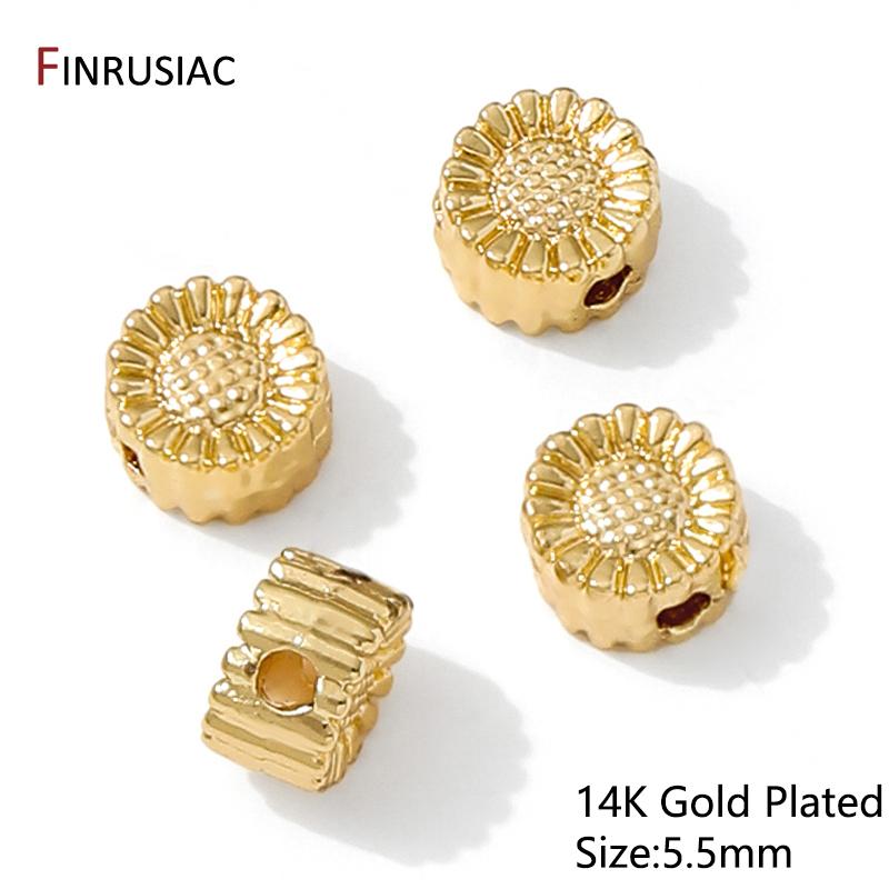 14K Gold Plated Round Spacer Beads For Jewelry Making,Brass Flat Beads Separators For DIY Bracelet Necklace Making Accessories