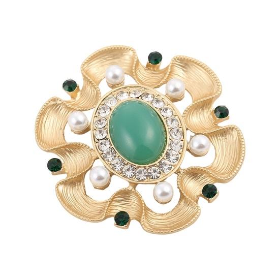 Women Brooch Flower Shape Rhinestone Retro Baroque Style Anti-slip Wear-resistant Suit Coat Collar Hat Scarf Decoration