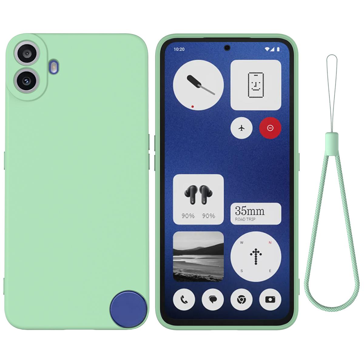 

Чехол для Nothing CMF Phone 1, Жидкий силикон, Защита от царапин, Чехол для телефона с ремешком для руки Green