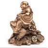 Lucky Feng Shui Ornament Maitreya Toad Figurine Money Fortune Wealth Chinese Golden Frog Toad Desk Decoration Office Home