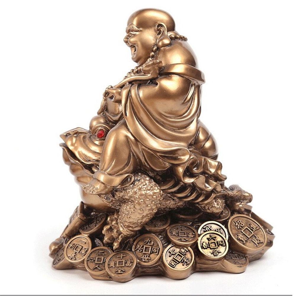 Lucky Feng Shui Ornament Maitreya Toad Figurine Money Fortune Wealth Chinese Golden Frog Toad Desk Decoration Office Home