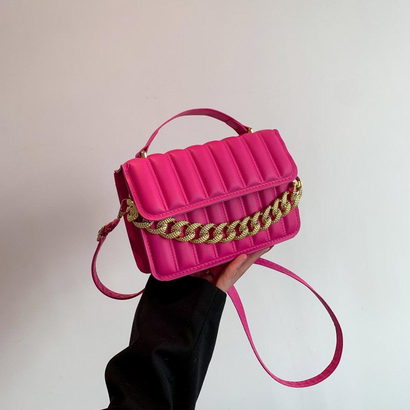 

Популярная клетчатая повседневная ретро мода на плечо, сумка-мессенджер на цепочке, портативная маленькая квадратная сумка для женщин розы красного