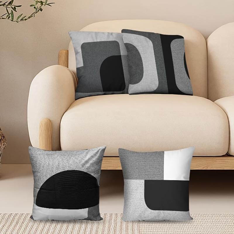 Black White Minimalist Fashion Modern StyleCover Bedroom Sofa Decoration Polyester Cushion Cover with Zipper