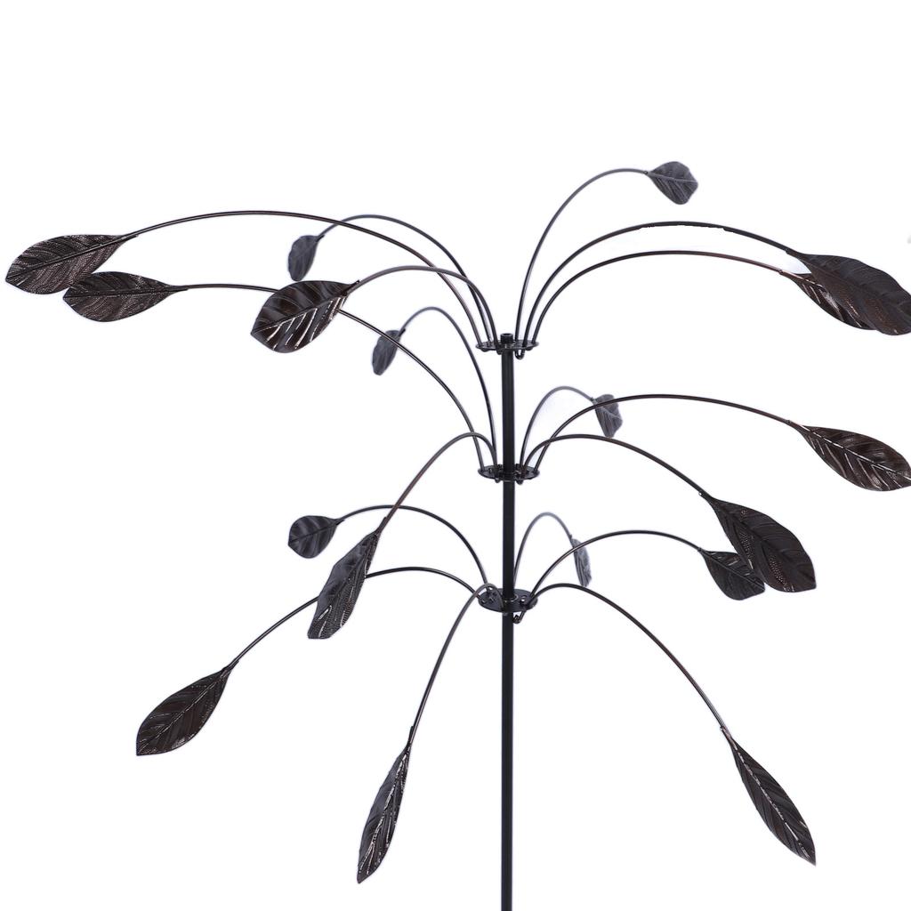 Metal Wind Spinner Wind Sculpture Rustproof Waterproof Heavy Duty Falling Foliage Kinetic Copper Triple Spinner for Outdoor Garden