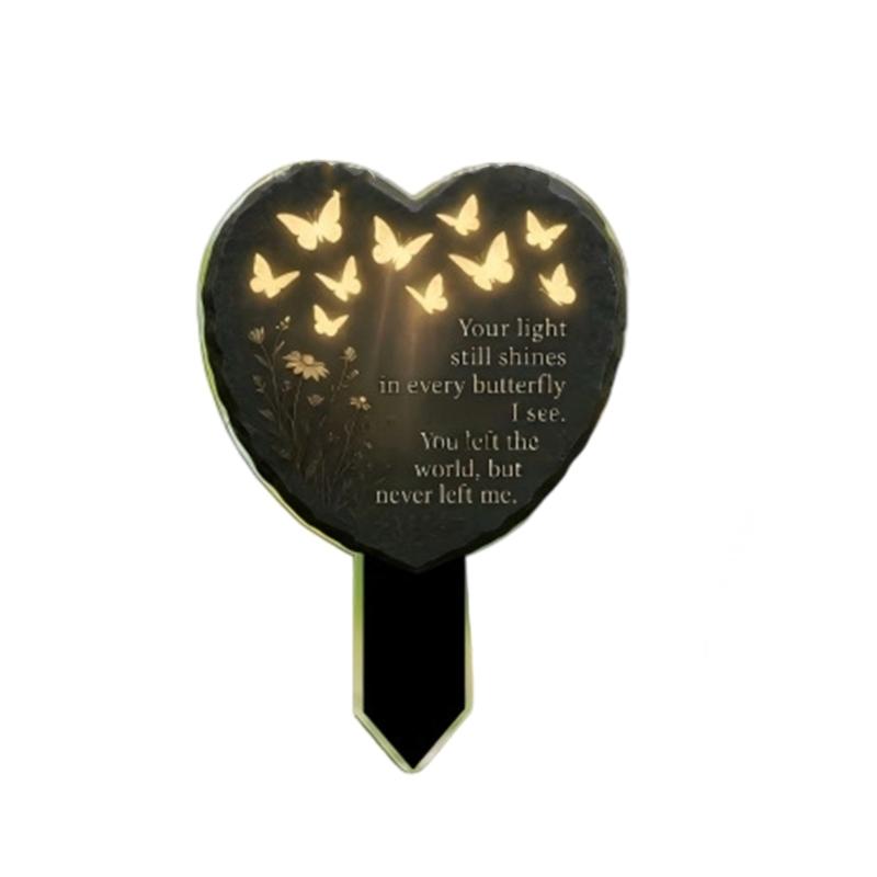 Heart Memorial Plaque Stake Sympathy Grave Markers Acrylic Grave Stake Decorations for Cemetery Outdoors Yard Garden