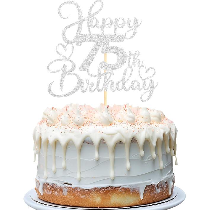 Sotpot 1PC Happy 18th Birthday Cake Topper Double-sided Silver Glitter Cake Pick Cake Decoration for 18th Birthday Anniversary Party Cake Decorations