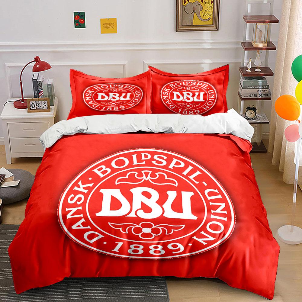 Red Danish Football Bedding Set  Bedding Duvet Cover Set Duvet Cover Pillowcases  (1 * Duvet Cover 2 * Pillowcases, without duvet insert) 135x200cm