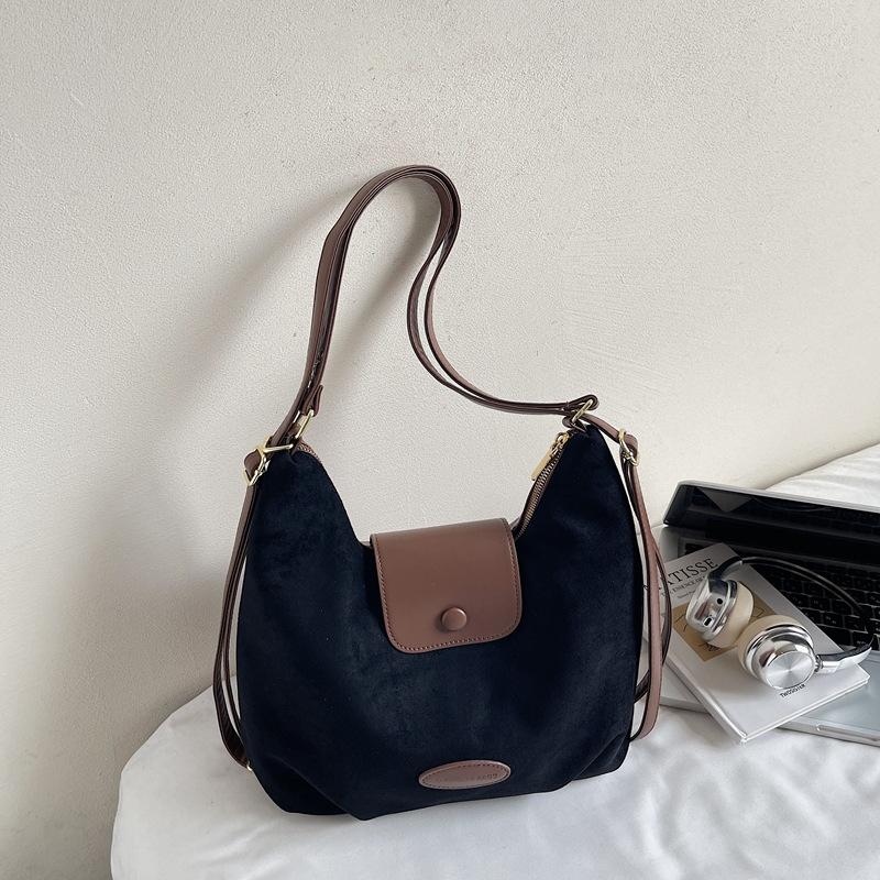 Suede bag women's 2025 new trendy backpack retro travel backpack large capacity tote bag messenger bag