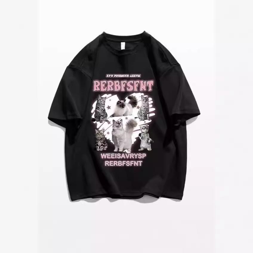 Pure cotton trendy brand high-end short-sleeved T-shirt women's summer new loose Korean version oversize couple