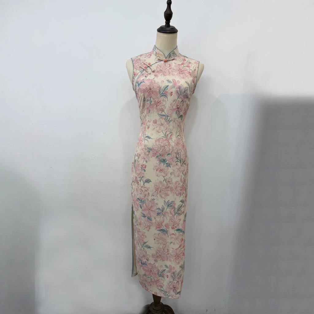 Xia Xin Chinese style, improved cheongsam, daily simple and elegant cheongsam, literary and retro beauty, slim and white cheongsam