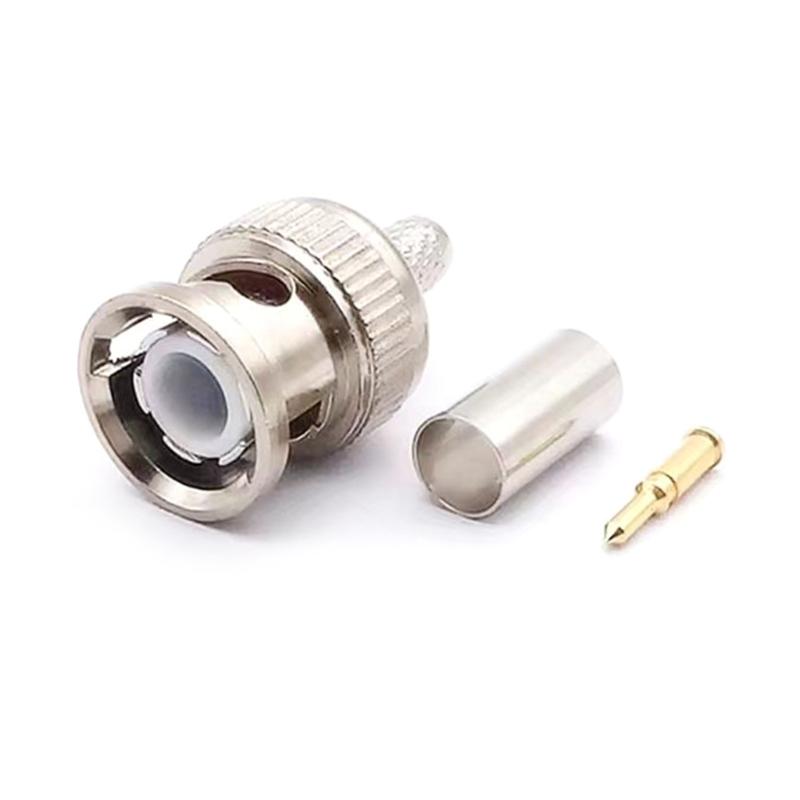 5 Pack/10 Pack BNC Male Crimp Connector 50Ohm Connector for RG58 RG59 Low Loss Coax Cable BNC Type Solder Converter