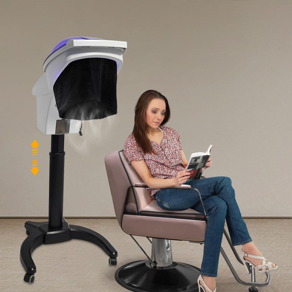White/Black Plastic Hair Steamer,7 Light Freestanding Hair Steamer 60*58*149cm Adjustable Height for Home,Barber Stores