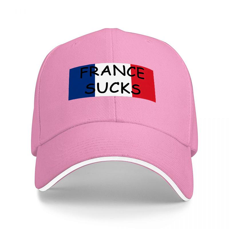 FRANCE SUCKS FLAG DESIGN BLACK BASEBALL CAP WITH BOLD STATEUnisexT AND TRICOLORE MOTIF FOR FASHIONABLE STREETWEAR LOOK