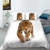 Leopard Duvet Cover Set King/Queen Size Brown with Black Spots Cheetah Bedding Set for Adults Men 2/3pcs Polyester Quilt Cover