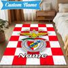 Custom Name Benfica Football Crest Rug Game Carpet, Floor Mat for Bedroom Living Room Entryway Rug, Home Decor Idea Gift for Christmas Birthday