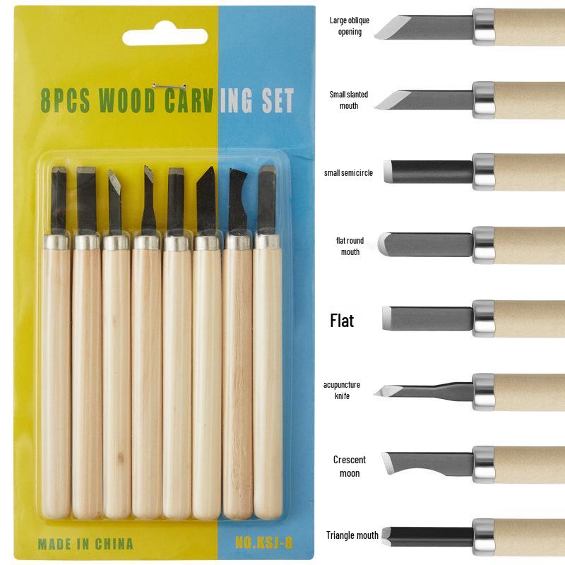 12-Piece Handmade Wood Carving & Engraving Knife Set with Student Art Eraser