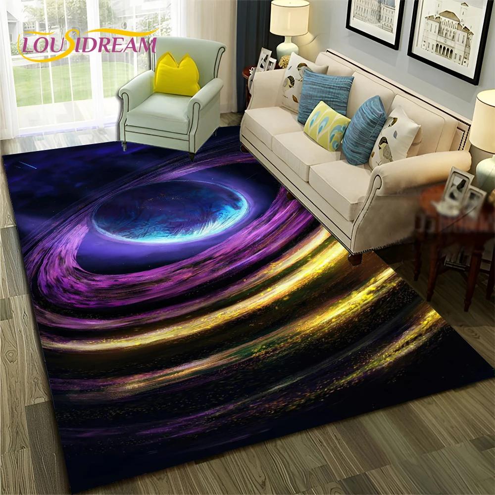 Galaxy Planet Star 3D Univers Weltraum Teppich Teppich für Zuhause Wohnzimmer Schlafzimmer Sofa Fußmatte Dekor,Kinderbereich Teppich Rutschfeste Bodenmatte