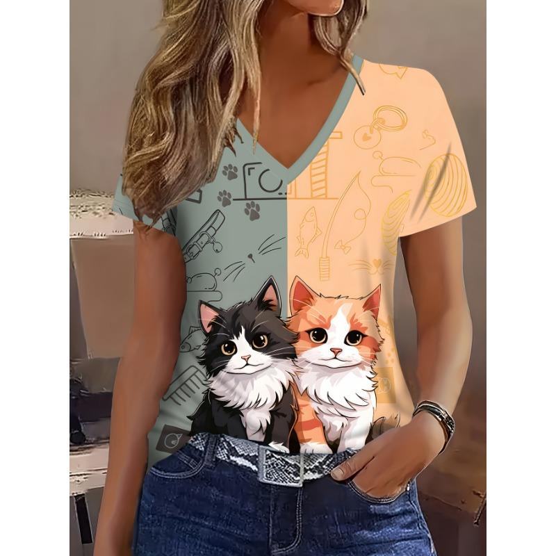 Leisure, Fashion, Vacation, Abstract Painting, Color Block Splicing, Animal Cat Cartoon, Cat Paw Print, Fishing Geometry S