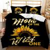 Sunflower Duvet Cover Set King/Queen Size Print Decor Botanical Plants Yellow Floral Comforter Cover Black Polyester Quilt Cover