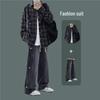 Men's Hong Kong Style Plaid Shirt Autumn Set - High-End Teen Cool & Handsome Outfit