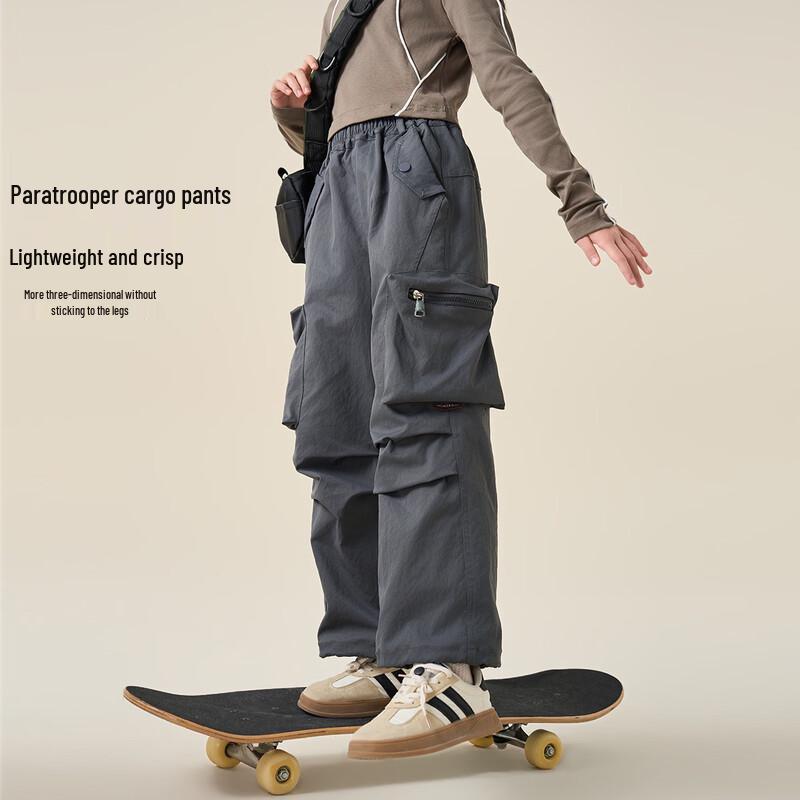 Girls  Korean Style Loose Straight Leg Cargo Pants 130