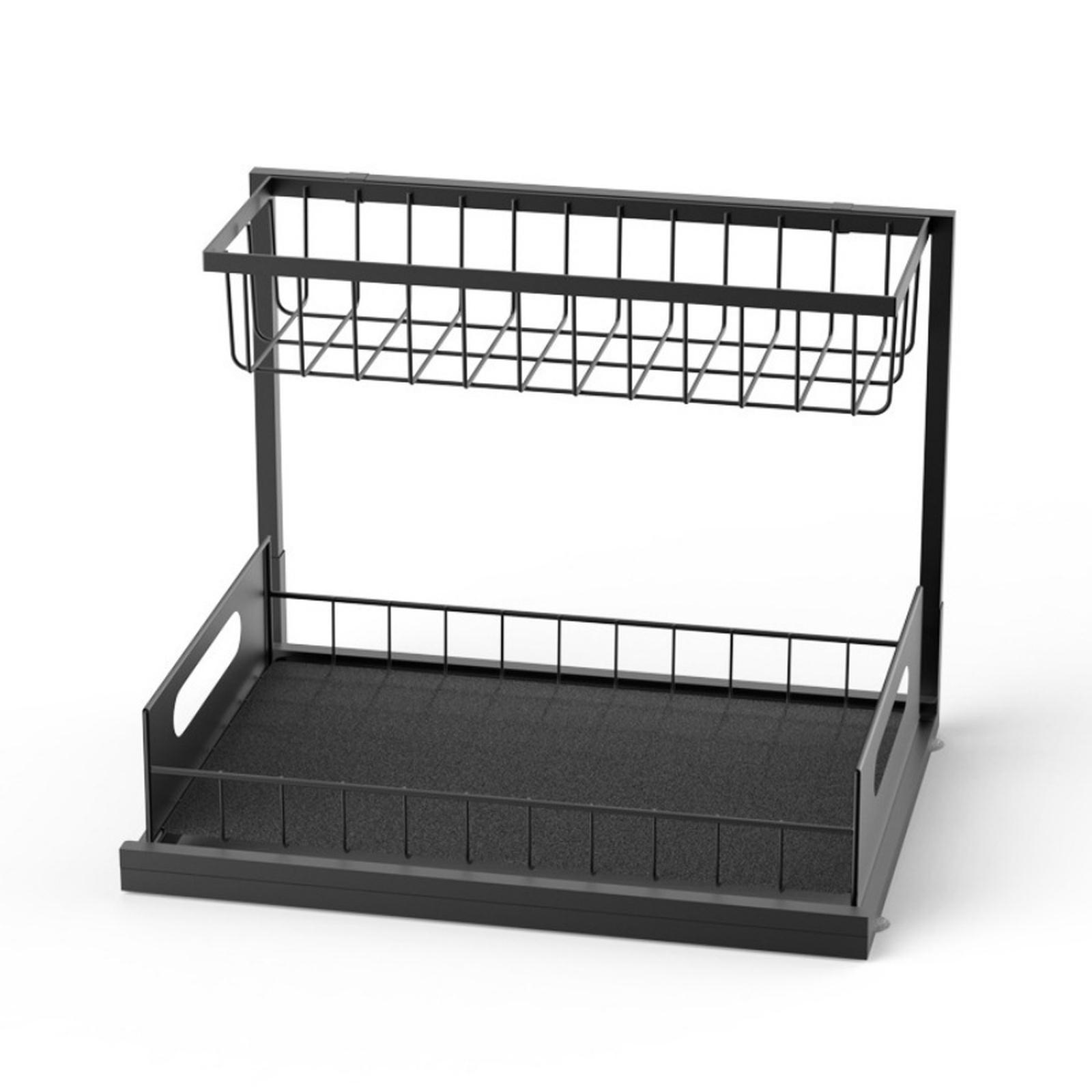 Kitchen Cabinet Storage Rack Pull Out Spice Organizer Shelf Multi Functional Countertop Storage Basket for Home Use чёрный