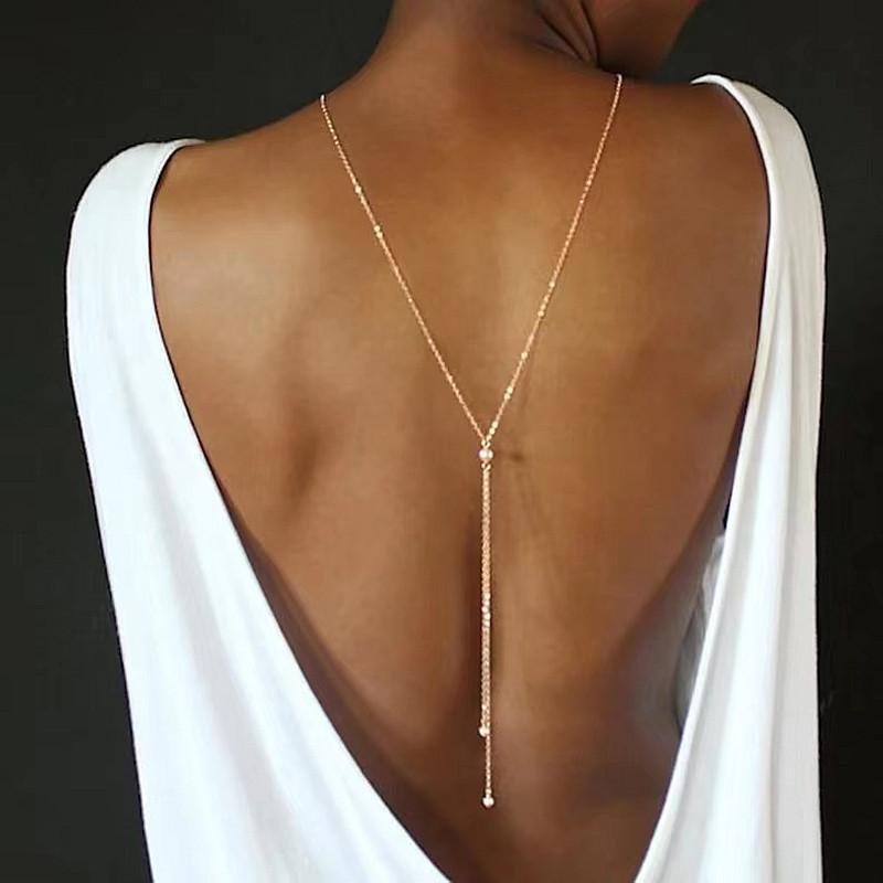 European and American Fashion Clothes Simple and Exquisite Pearl Neck Jewelry Women's Versatile Neck Jewelry Back Pearl Fringed Necklace