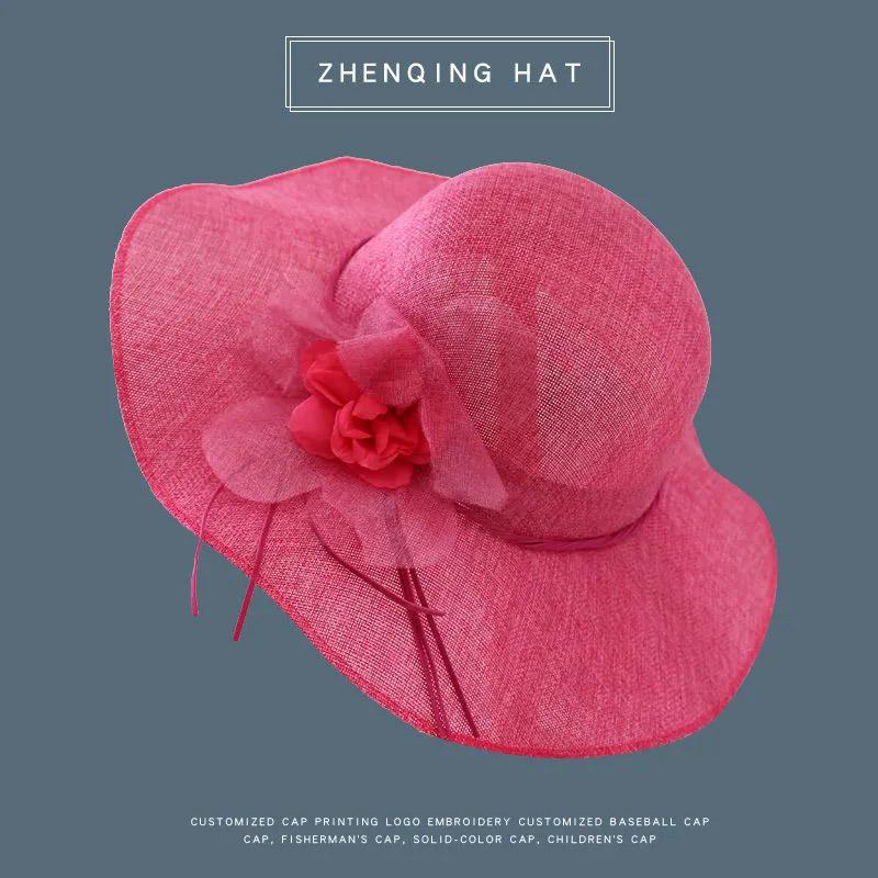 Summer Sun Hat Female Sunscreen Linen Fisherman Hat Sun Hat Beach Hat Travel Wild Flower Straw Hat Beach Seaside Vacation Travel Sun Protection Hat