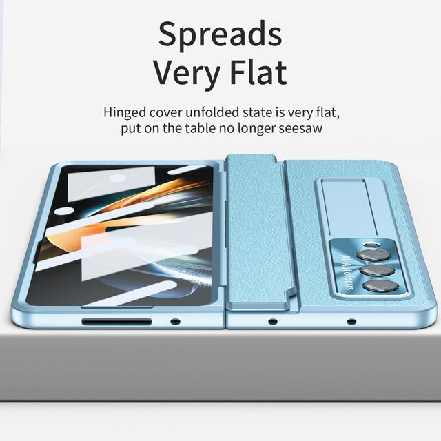 

Модный кожаный чехол с подставкой для Samsung Galaxy Z Fold 4 Fold4 Fold3 Fold 3 5g Zfold4, чехлы из закаленного стекла for Samsung Z Fold 4 синий
