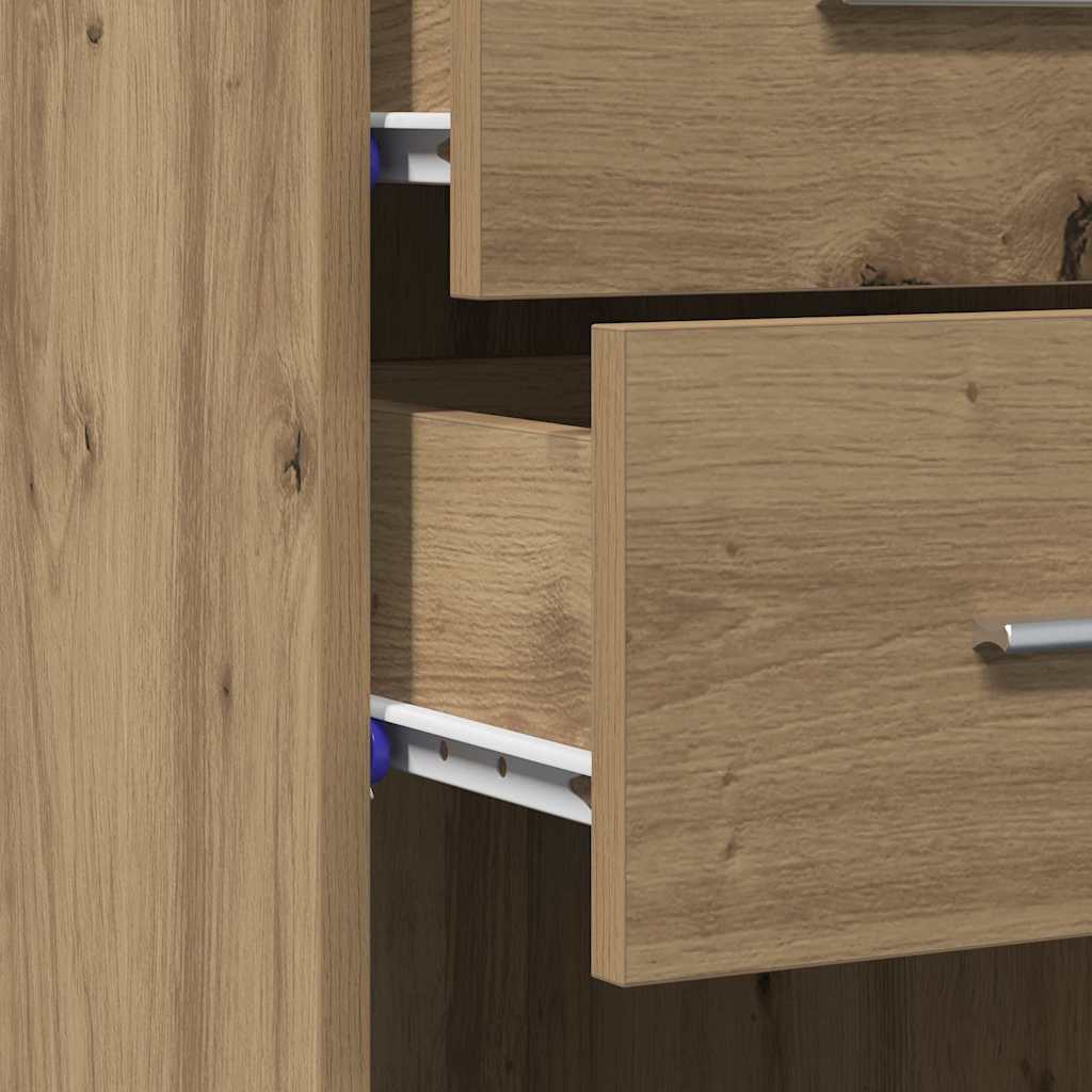 Bookshelf with Drawers Artisan Oak Finish 30 X 42.4 X 185.2 Cm