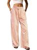 European Plaid Women's Wide-Leg Elastic High-Waist Pajama Pants with Drawstring