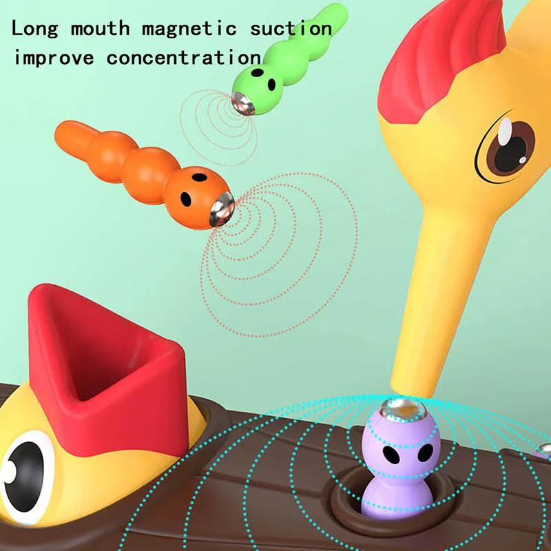 Toys Educational Toys Magnetic Woodpecker Catch Worm Bugs Montessori Small Birds Feeding Game for Early Family Kids Children