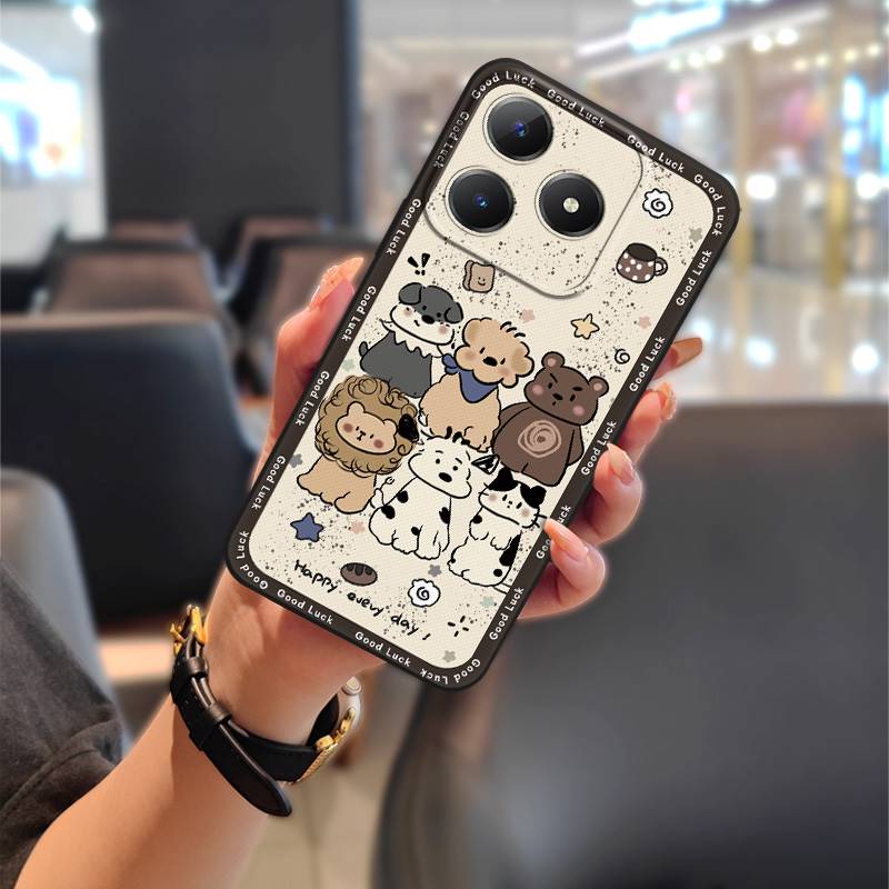 Phone Pouch Durable Phone Case For Realme C63 4G/C61 4G Dirt-resistant Anti-dust Full wrap Shockproof Animals Anti-knock