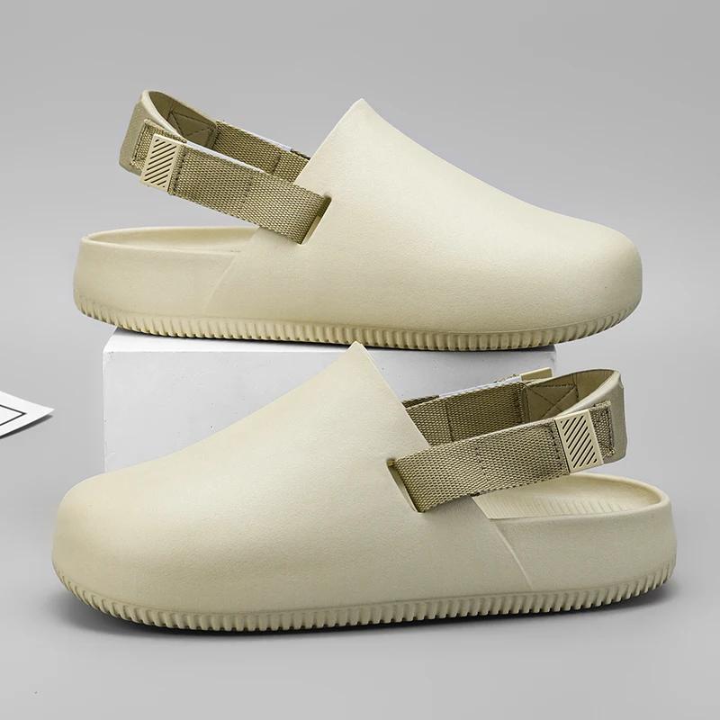 Baotou Slippers for Men In Summer, Thick Soled Non Slip Sandals for Outdoor Wear, Lightweight and Breathable Casual Beach Shoes